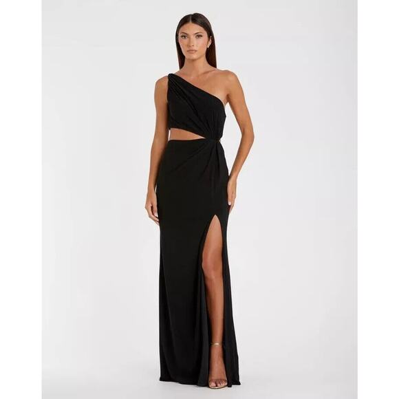 MAC DUGGAL 67937 Black One Should‎ Cut Out Jersey Gown Sz 4 NWT - Picture 1 of 5